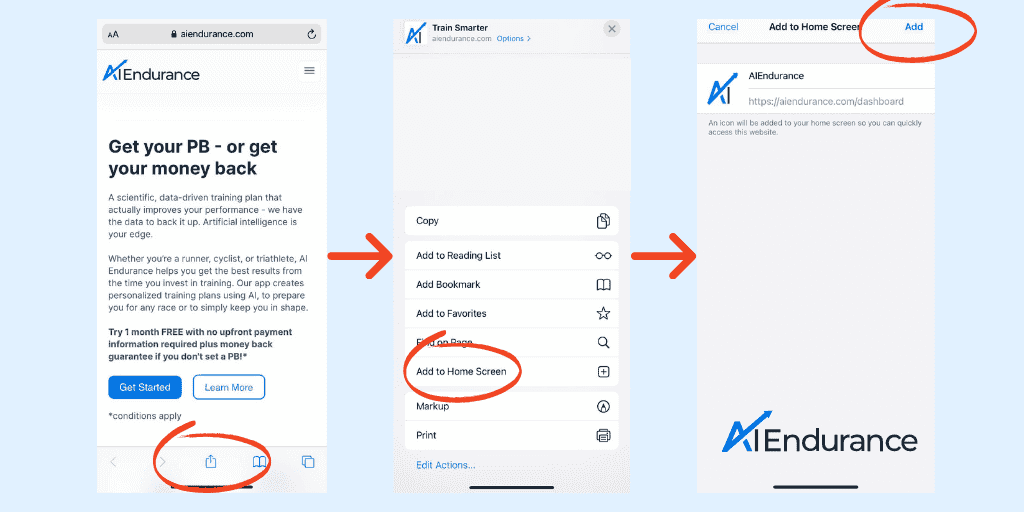 How to install AI Endurance on iOS