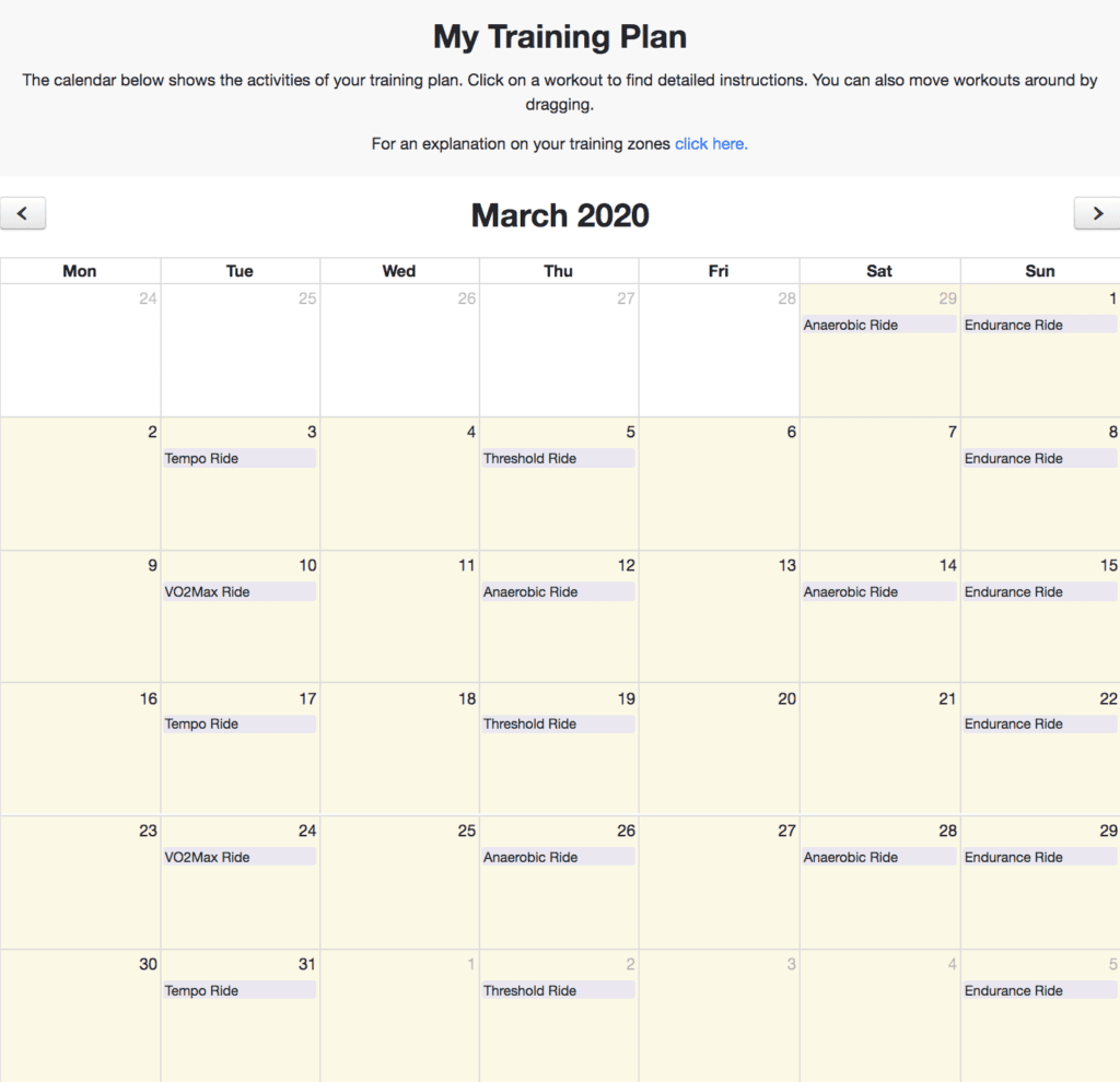 Cycling training plan